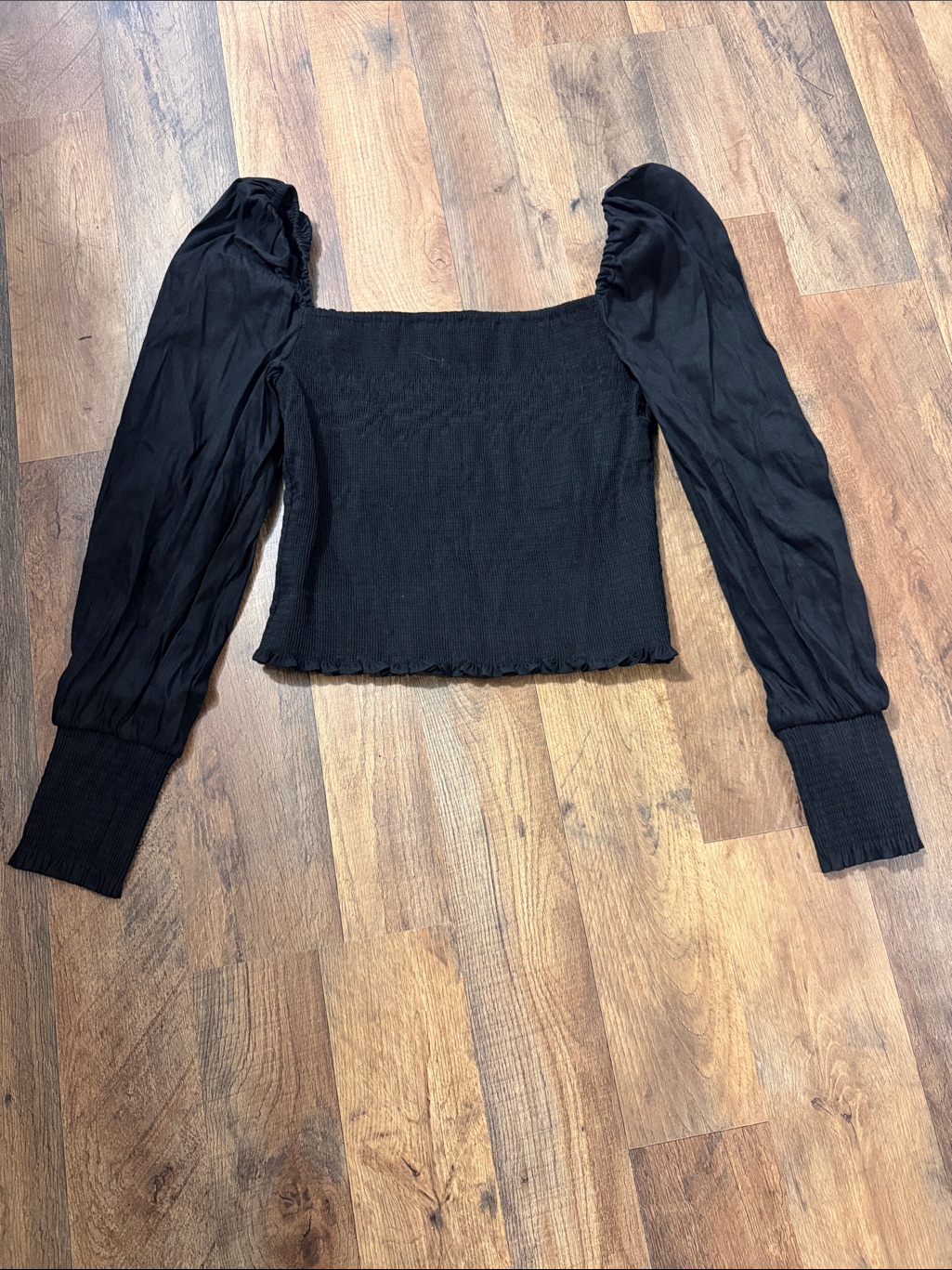 Gianni Bini Black Puff-Sleeve Square Neck Top